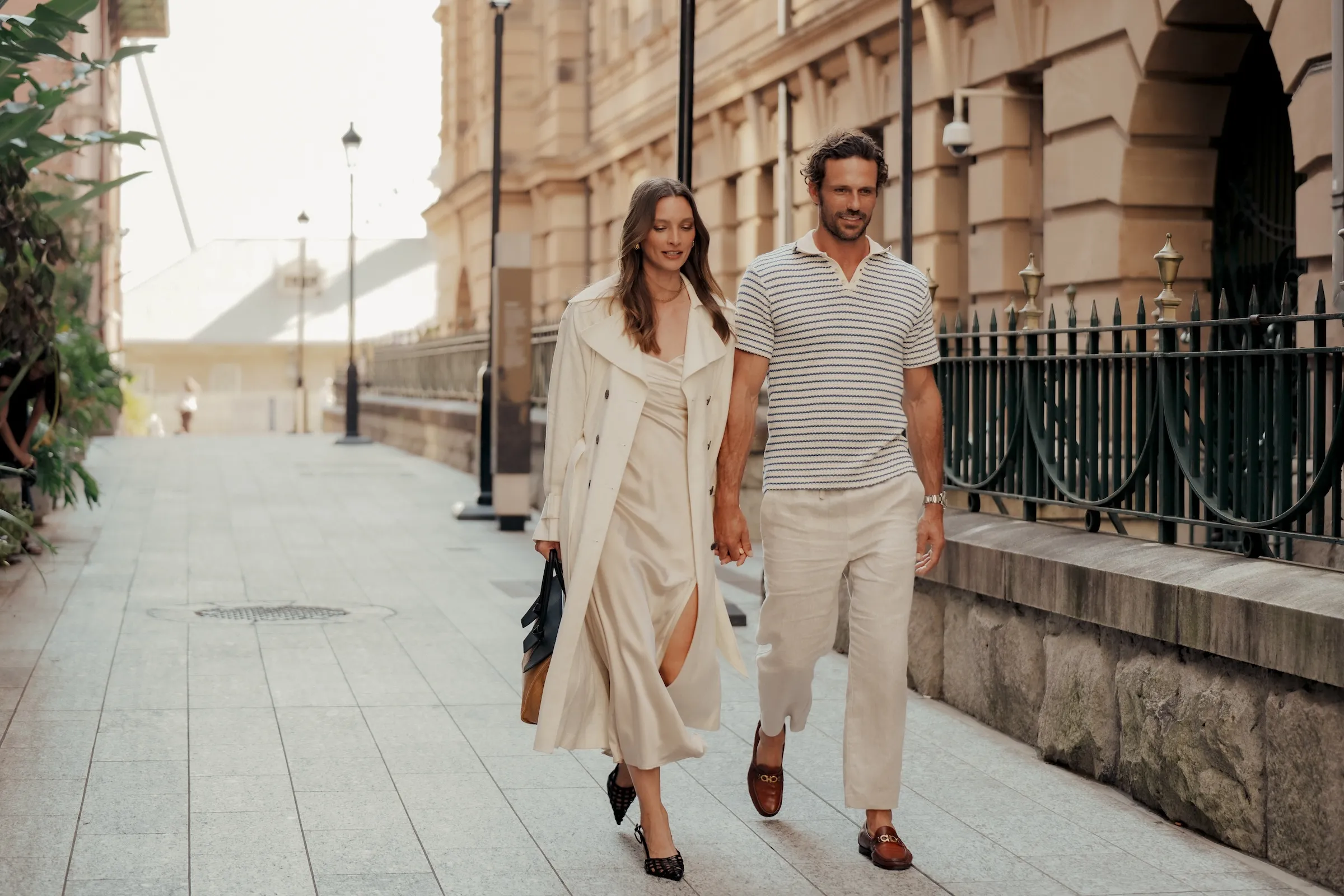 Couple walking in the neighbourhood