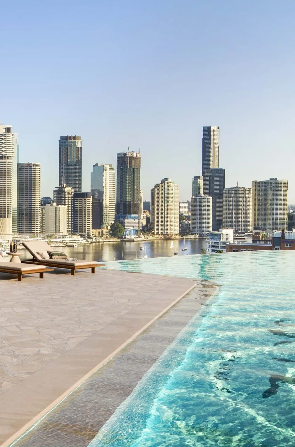 Rooftop lounge at dusk